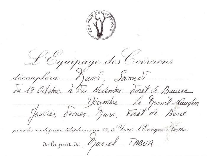 Equipage des Couevrons - Tiré de l'ouvrage Deux Siècles de Vènerie à travers la France - H. Tremblot de la Croix et B. Tollu (1988)